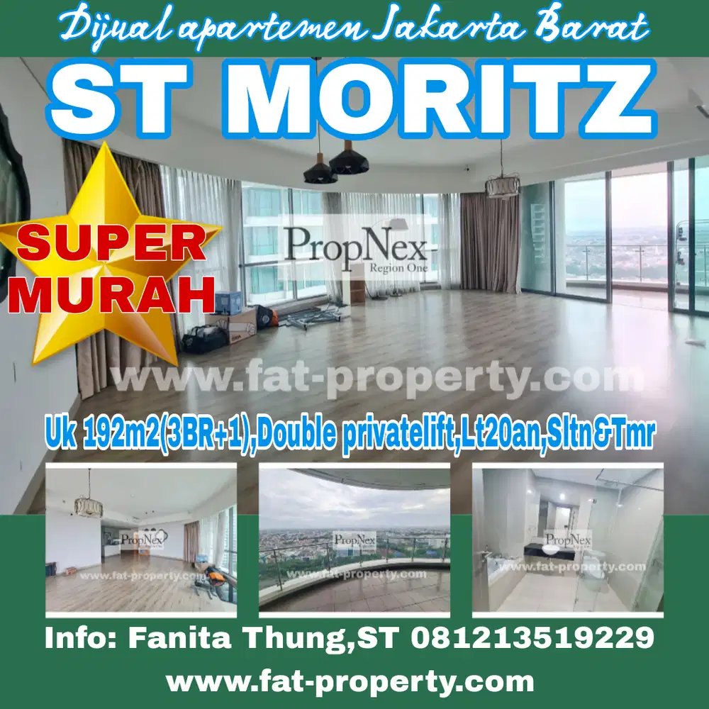 Dijual Apt ST MORITZ Twr New Presidential 192m2(3BR+1),Double privatel