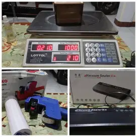 Peket 3 in 1 : Timbangan buah, vacuum sealer zealin, label harga