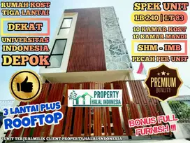 Jual Rumah Kost UI Depok Bonus Full Furnish - 3 LT 10 KT 10 KM SHM IMB