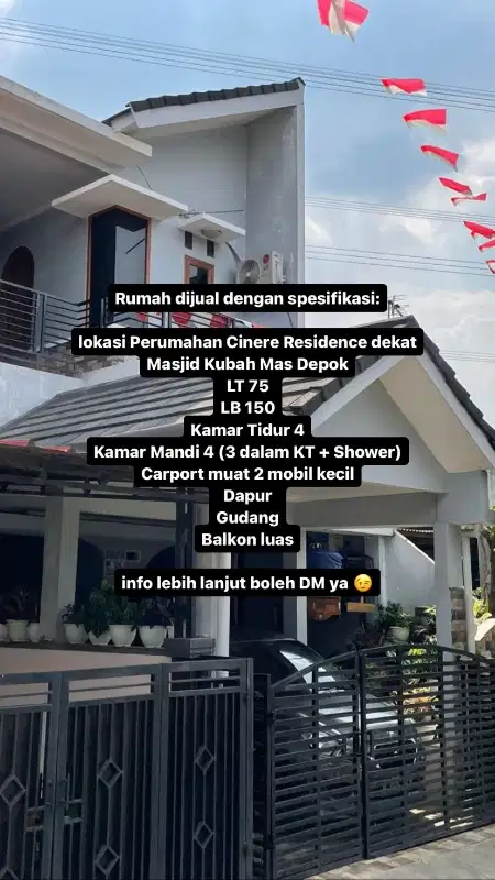 Jual Rumah TINGKAT Cinere Residence Blok H limo depok