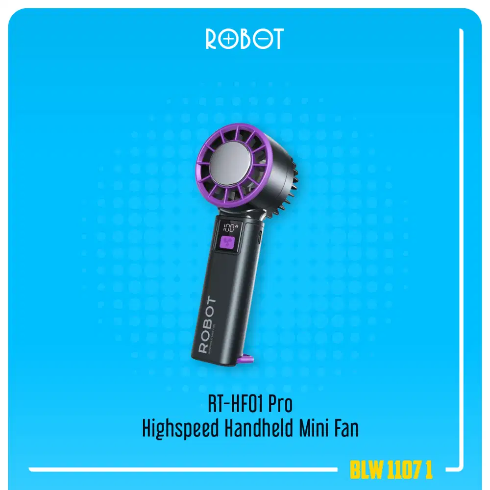 KIPAS GENGGAM MINI Robot RT-HF01 Pro 2000mAh LED Display Highspeed Han
