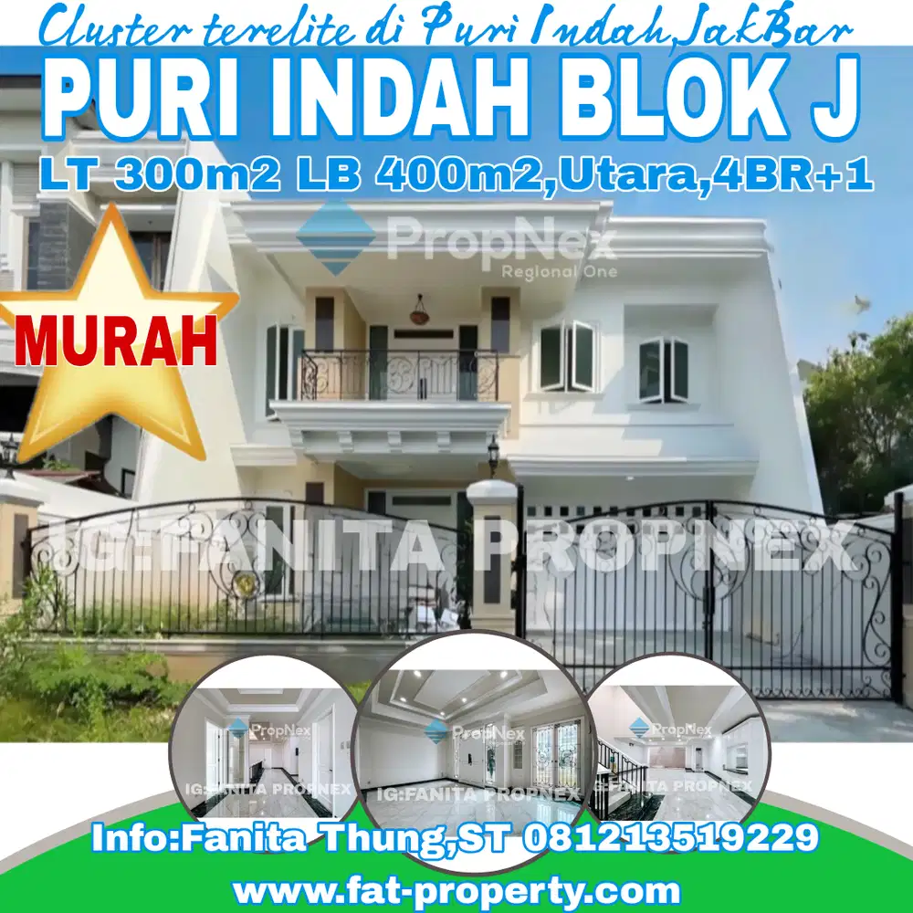 Dijual rumah mewah di Puri Indah blok J,JakBar LT 300m2 LB 400m2
