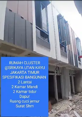 Di jual Rumah 2 lantai dalam gang di jl srikaya utan kayu jakarta timu