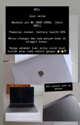 Jual macbook m1 2020 beli 2021