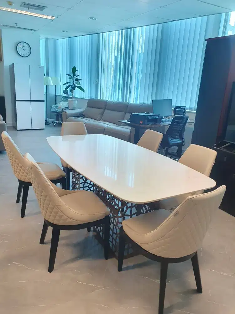 CELLINI Lace Accent Dining Table + 6 Chairs