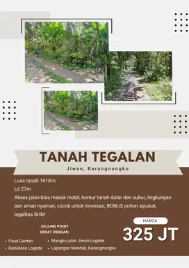 TANAH TEGALAN DEKAT BALAIDESA LOGEDE, KARANGNONGKO