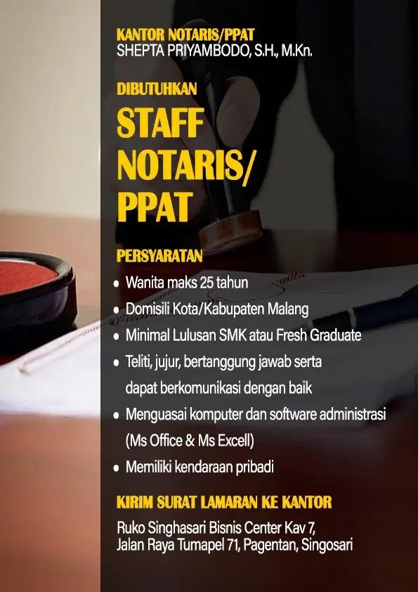 Lowongan Kerja di Kantor Notaris