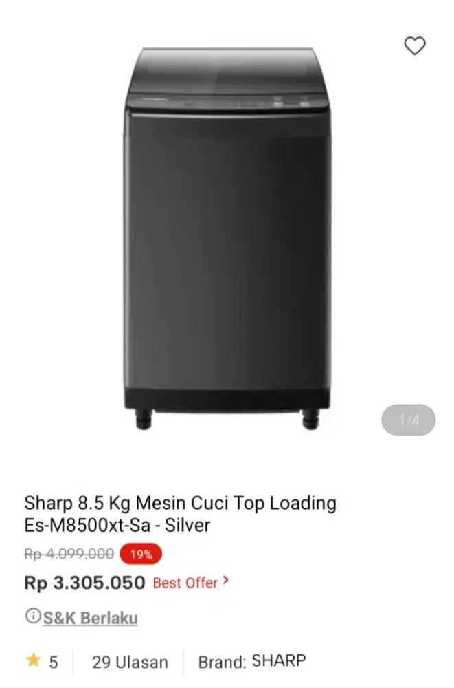PROMO KREDIT SHARP 8.5KG MESIN CUCI TOP LOADING