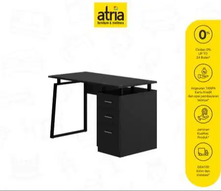 Meja Belajar/Meja Komputer Kaca Tempered Matz BY ATRIA