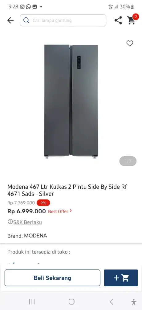 Kulkas modena side by side