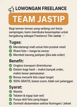 FREELANCE ADMIN JASTIP WANITA
