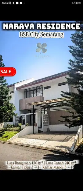 NARAYA 2 LANTAI CLUSTER DEPAN DENAU BSB CITY SEMARANG