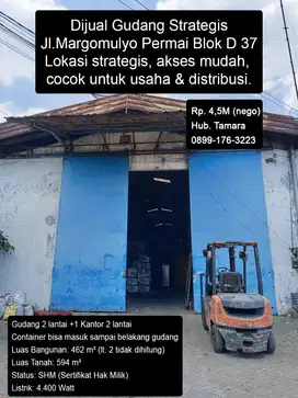 Dijual Gudang di Margomulyo Permai Blok D 37, Surabaya