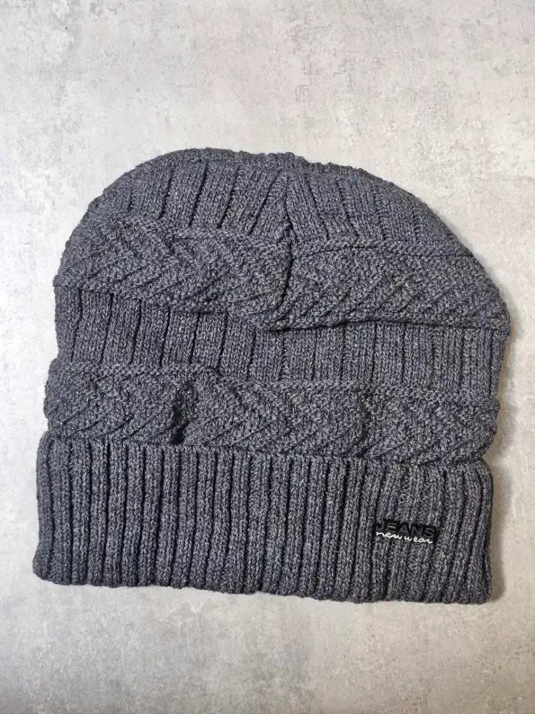 Topi kupluk rajut wool unisex musim dingin