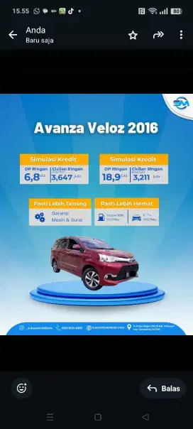 Avanza Veloz 1.3 matic 2018 angsuran 3.200 x 5th langsung proses