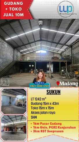 Dijual Cepat Ruko dan Gudang Jalan Raya Sukun