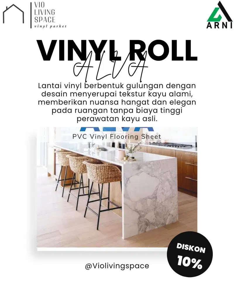 Vinyl Roll ALVA Tebal 1,2mm Motif Beragam UV Proteksi Tahan Lama