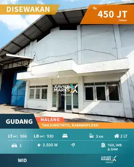 Disewakan Gudang di Poros Jalan Perusahaan Raya, Karanglo - Malang