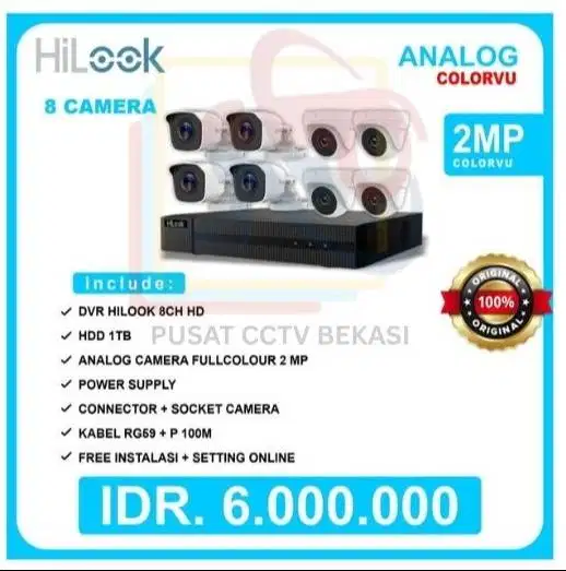 paket cctv 4 camera full color + pemasangan