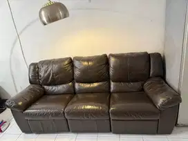 SOFA RECLINER 3 SEATER CELLINI FULL LEATHER GENUINE ( KULIT SAPI )