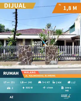 DIJUAL CEPAT RUMAH SIAP HUNI DI JALAN KALIMOSODO, BLIMBING MALANG