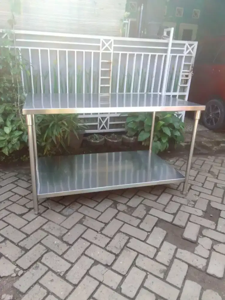 Meja Stainlees 2susun ukuran 150x90x85