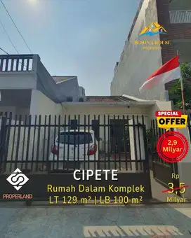 RUMAH DALAM KOMPLEK MPR AKSES  LEBAR 2  MOBIL  CIPETE   Jak Sel