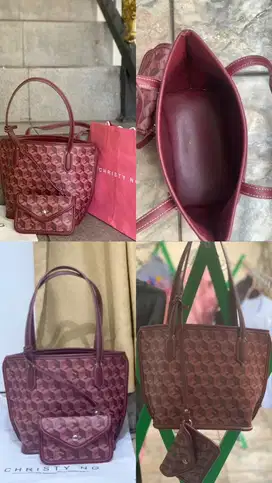 Preloved Tas Christy Ng Russo mini Burgundi