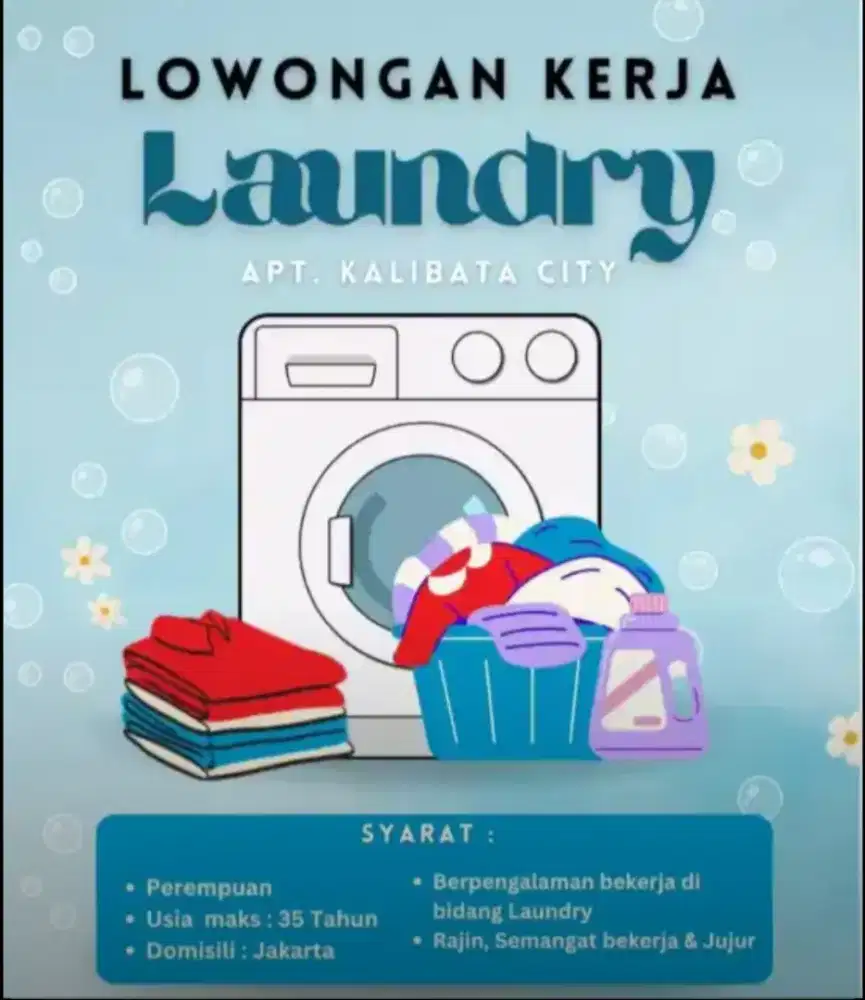 Staf laundry butuh