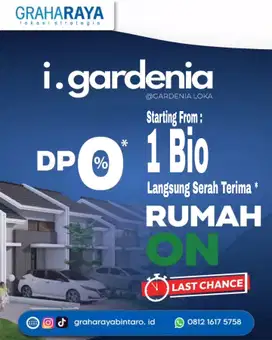 Cluster i Gardenia Rumah 1 Lantai Dp 0% Lokasi Premium Graha Raya