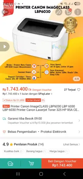 JUAL PRINTER CANON LASERJET IMAGECLASS LBP6030