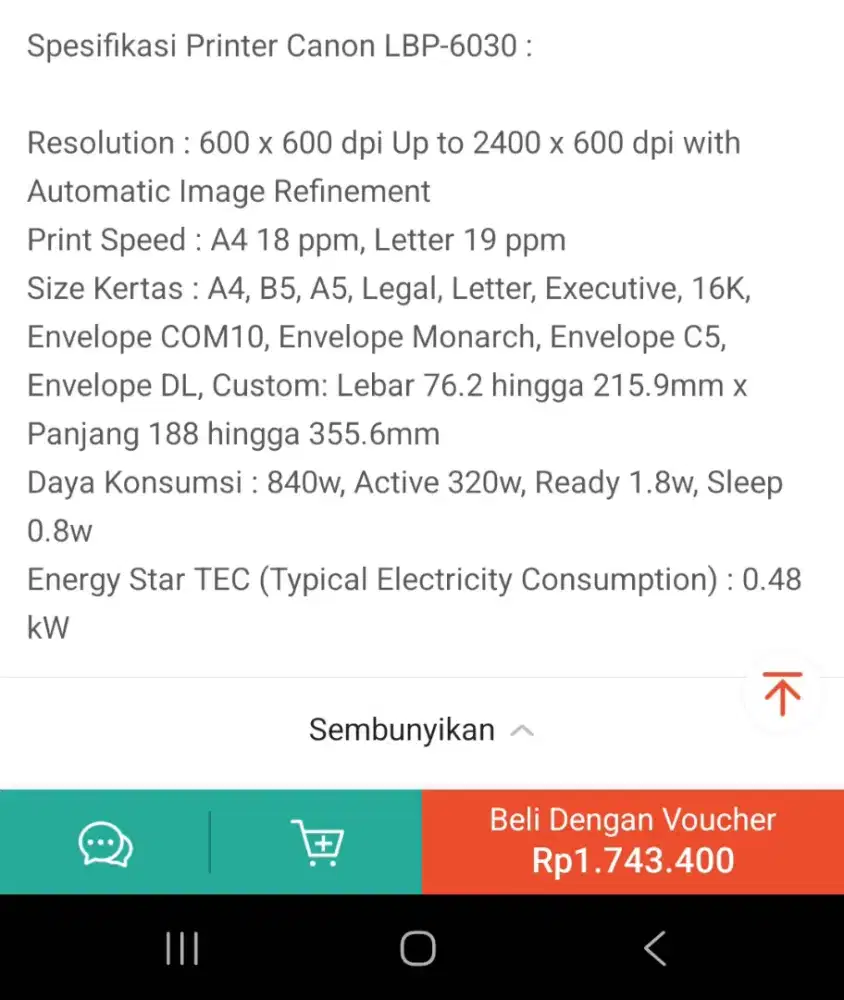 JUAL PRINTER CANON LASERJET IMAGECLASS LBP6030