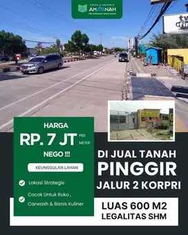 JUAL TANAH PINGGIR JALAN KORPRI