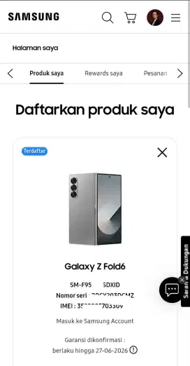 Z Fold 6 256GB GARANSI JUNI 2026