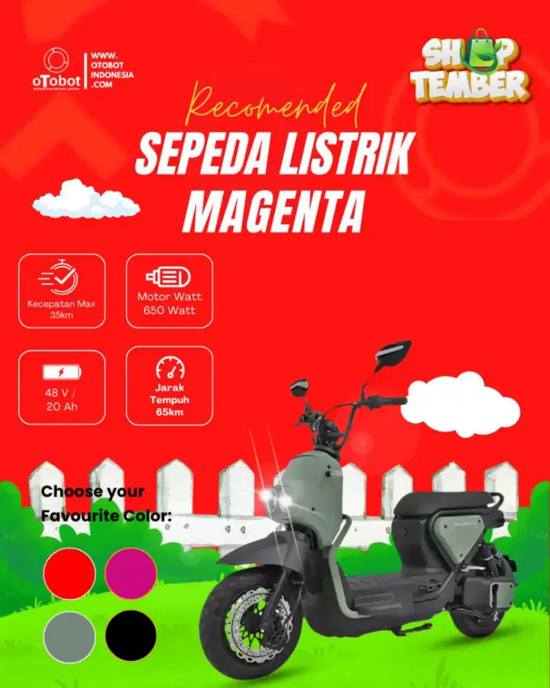 Sepeda listrik uwinfly Magenta