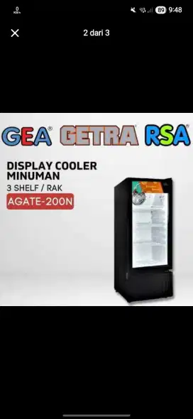 Showcase RSA 200 agate, 3 rak. Barang baru, garansi resmi.
