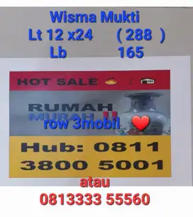 BU JUAL MURAH‼️Wisma Mukti Lt 12 x24 ( 288 ) SHM