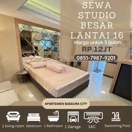 Studio besar sewa furnish atas mall lantai 16 apartemen bassura city