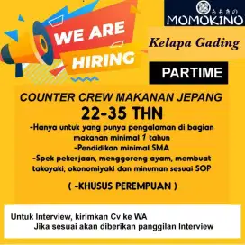 Dicari 1 posisi Part Time kerja 3-4 hari seminggu