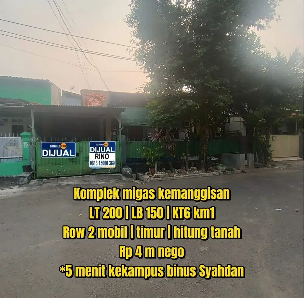 5menit kekampus binus syahdan! Rumah komplek migas kemanggisan