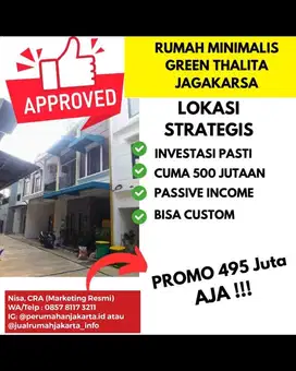 Jual Rumah 3 Kamar Tidur Dekat Stasiun UI & Jl M Kahfi