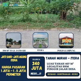 TANAH DEKAT KAWASAN KAMPUS ITERA PINGGIR JALAN POROS DIJUAL MURAH