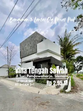 jual villa 3 lantai dengan kolam renang