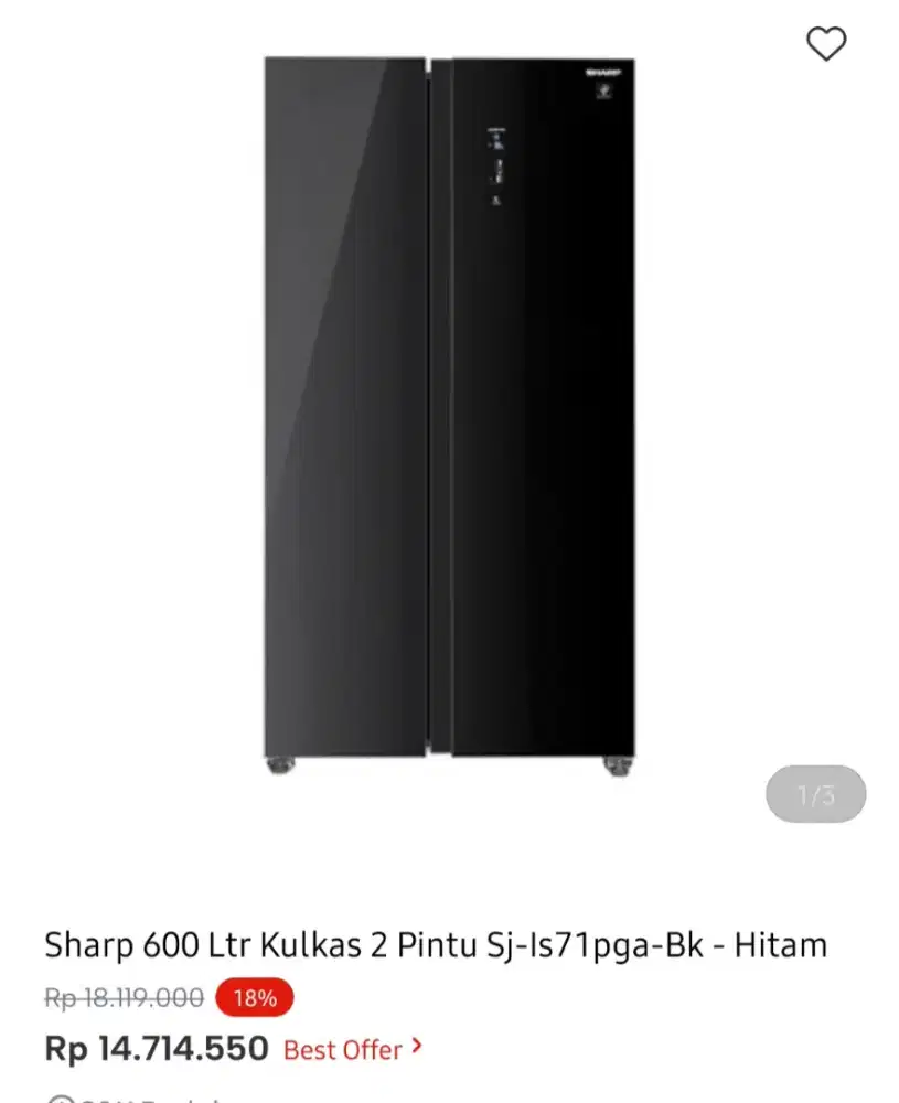 KULKAS SHARP  SBS TAMPERED GLASS 600 LITER