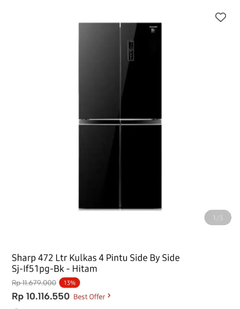 KULKAS SHARP SBS 4 PINTU TAMPERED GLASS 472 LITER