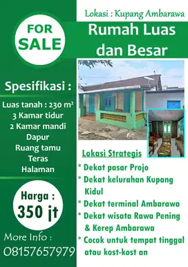 Rumah Besar Ambarawa Dekat Pasar Projo Dijual Cepat BU