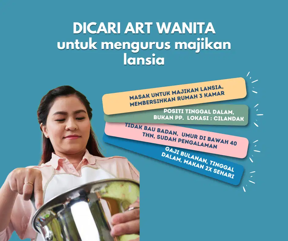 ART WANITA UNTUK MENGURUS MAJIKAN LANSIA