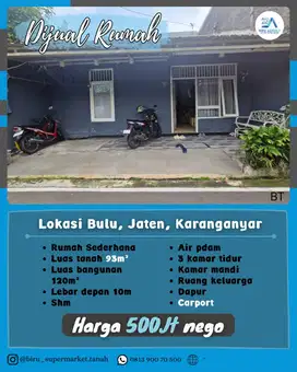 Rumah Sederhana di Bulu Jaten Karanganyar