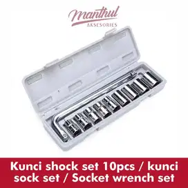 Kunci Sok Set 10 pcs Shock Alat Bengkel Socket Wrench Set 10pcs