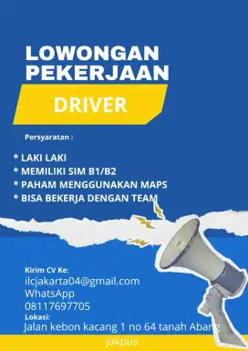 LOWONGAN PEKERJAAN DRIVER DALAM KOTA